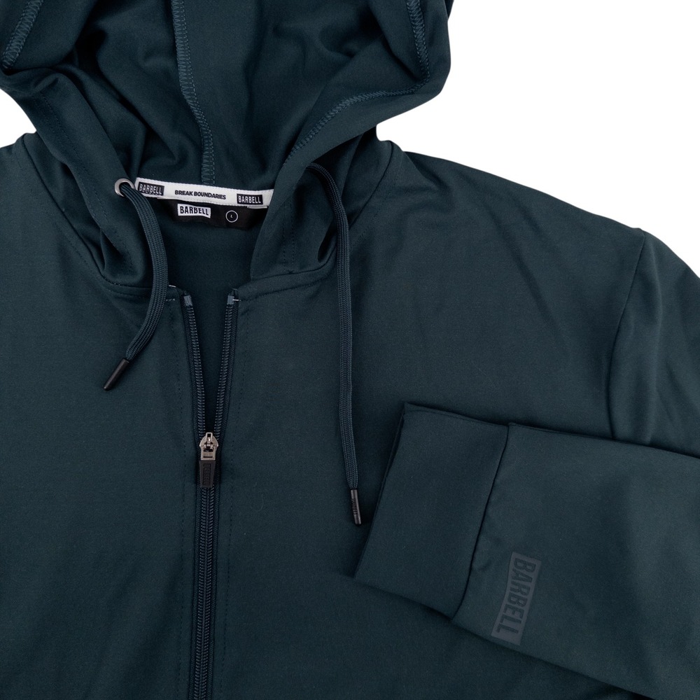 Barbell Apparel Mens L Full Zip Hoodie Green Stretch Athletic Gym-core